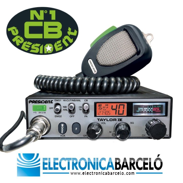 EMISORA DE CB-27 Mhz PRESIDENT TAYLOR IV DM ASC 12 / 24 V NUEVA VERSION CON DIGIMIKE