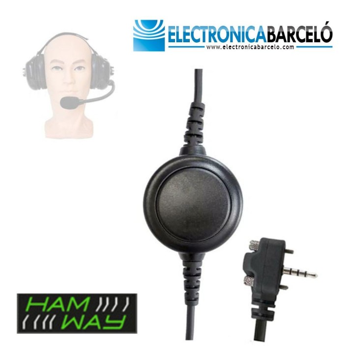Cable con PTT Conector YAESU 1 PIN 2 TORNILLOS para Cascos HS-10NC