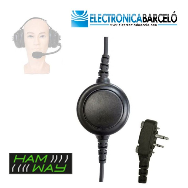 Cable con PTT Conector ICOM 2 PIN 90º para Cascos HS-10NC