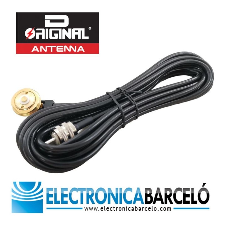 Cable RG-58 de 4 m. con base NMO y conector PL macho para instalación en chasis de vehículo o soporte.