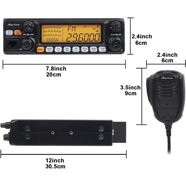 ANYTONE AT-5555N II - Emisora de 10 metros  AM/FM/SSB+RECEPCION DE 136 A 174 MHZ+CTCSS Y DCS 