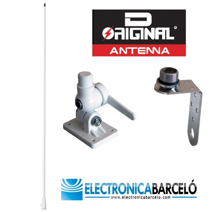 Antena naútica VHF marino para cubierta, con rótula o escuadra.