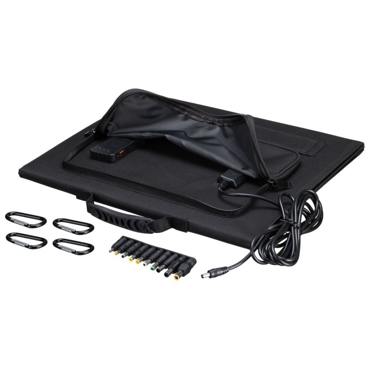 Cargador solar móvil BRESSER de 60 W con salida USB y DC