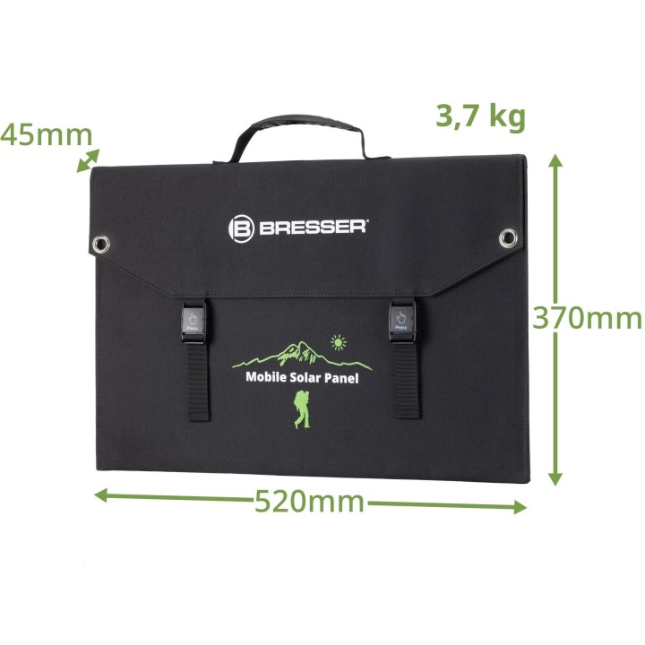 Cargador solar móvil BRESSER de 90 vatios con salida USB y DC