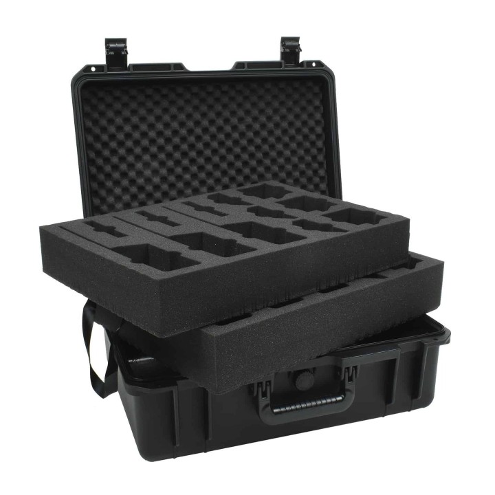 HamKing XL 6 Maleta negra resistente para 6 walkies Kenwood TK-3701D/3501 etc