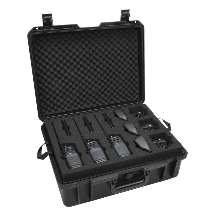 HamKing XL 6 Maleta negra resistente para 6 walkies Kenwood TK-3701D/3501 etc