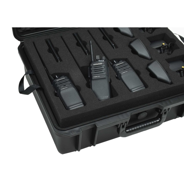 HamKing XL 6 Maleta negra resistente para 6 walkies Kenwood TK-3701D/3501 etc