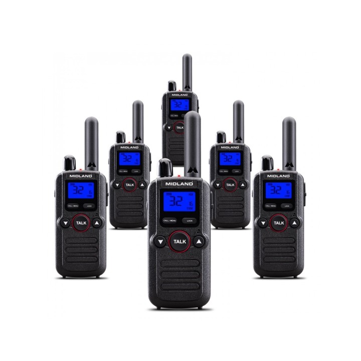 MIDLAND BR180 Pack de 6 walkies profesionales PMR446