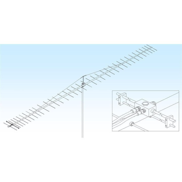 43213WLA - ANTENA M2 430-436 MHZ. GANANCIA 20.5 DBI., 38 ELEMENTOS.