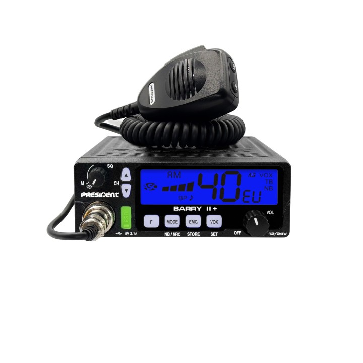 PRESIDENT BARRY II + Emisora CB 27 Mhz AM/FM con NRC 12v/24v