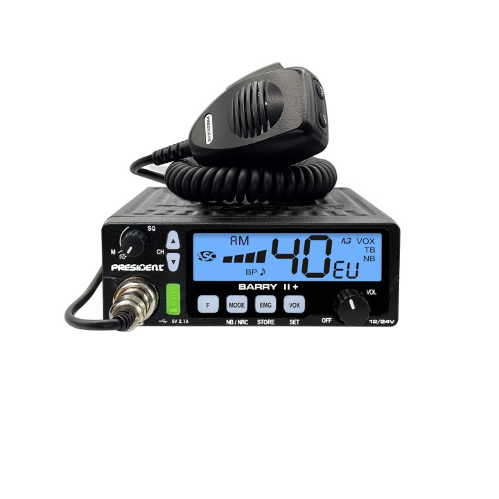 PRESIDENT BARRY II + Emisora CB 27 Mhz AM/FM con NRC 12v/24v