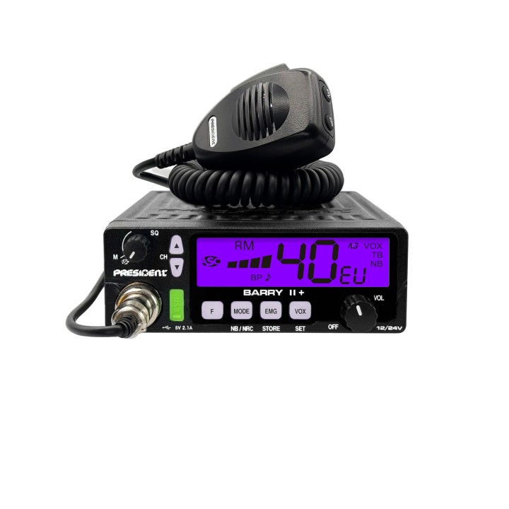 PRESIDENT BARRY II + Emisora CB 27 Mhz AM/FM con NRC 12v/24v