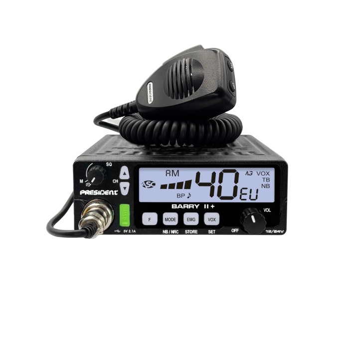 PRESIDENT BARRY II + Emisora CB 27 Mhz AM/FM con NRC 12v/24v