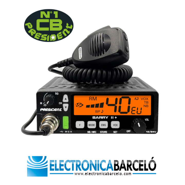 PRESIDENT BARRY II + Emisora CB 27 Mhz AM/FM con NRC 12v/24v