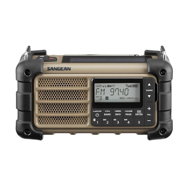 Sangean Survivor MMR-99 Desert Tan Receptor radio FM, Bluetooth, dinamo y linterna
