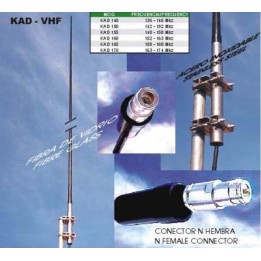 KAD-155 - ANTENA BASE VHF, VERTICAL, DE FIBRA DE VIDRIO PARA 148-158 MHZ.