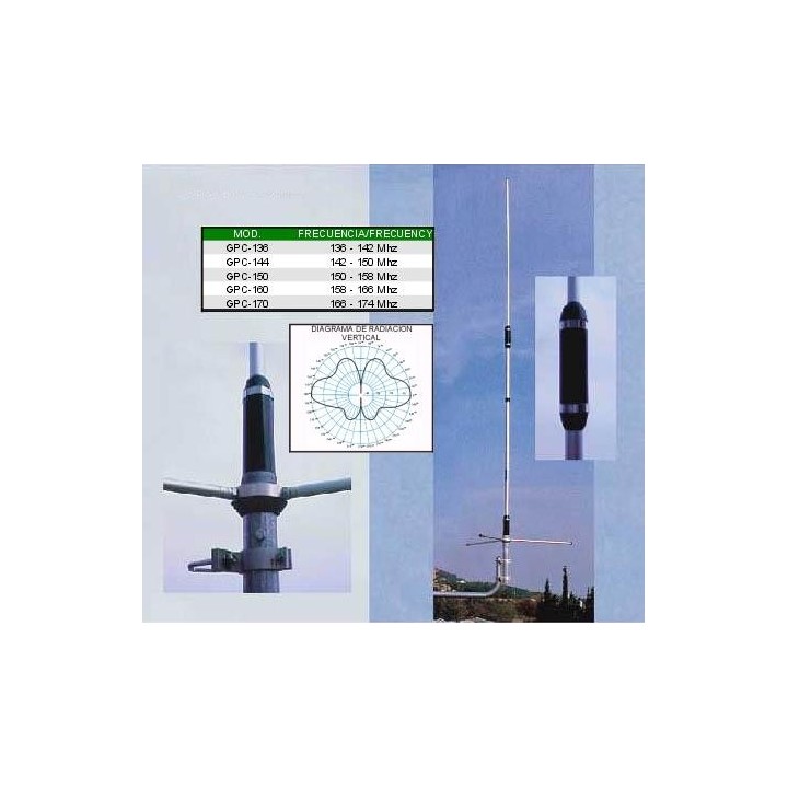 GPC-170 - ANTENA COLINEAL 2 X 5/8 VHF (166 - 174 MHZ.).