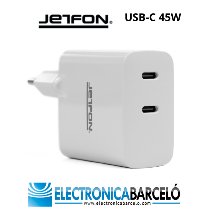 JETFON CH45W Cargador doble toma USB-C 45W