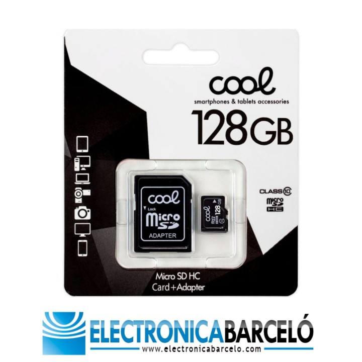 COOL TARJETA MEMORIA MICRO SD CON ADAPTADOR X128 GB (CLASE 10)