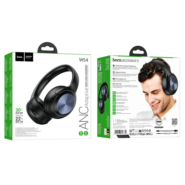 Auriculares inalámbricos supraurales Hoco ANC W54 negros