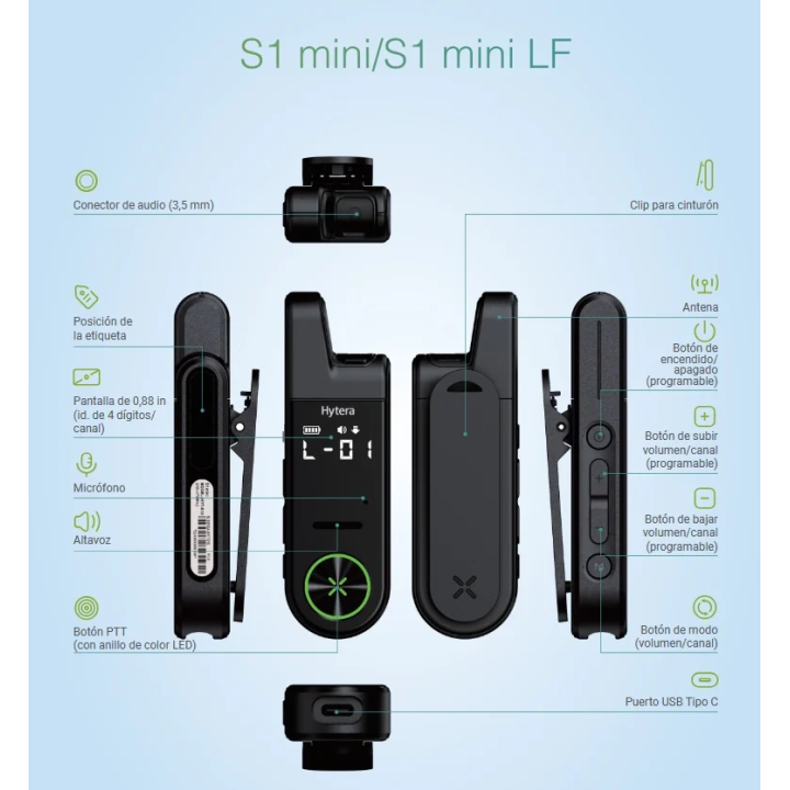 Hytera S1 mini LF Walkie-talkie profesional PMR-446