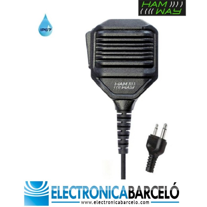 SM-02 WP Micrófono altavoz compatible KENWOOD 2 Pin 90º. Clip con rotación 360º. Color negro. Impermeable. IP67 