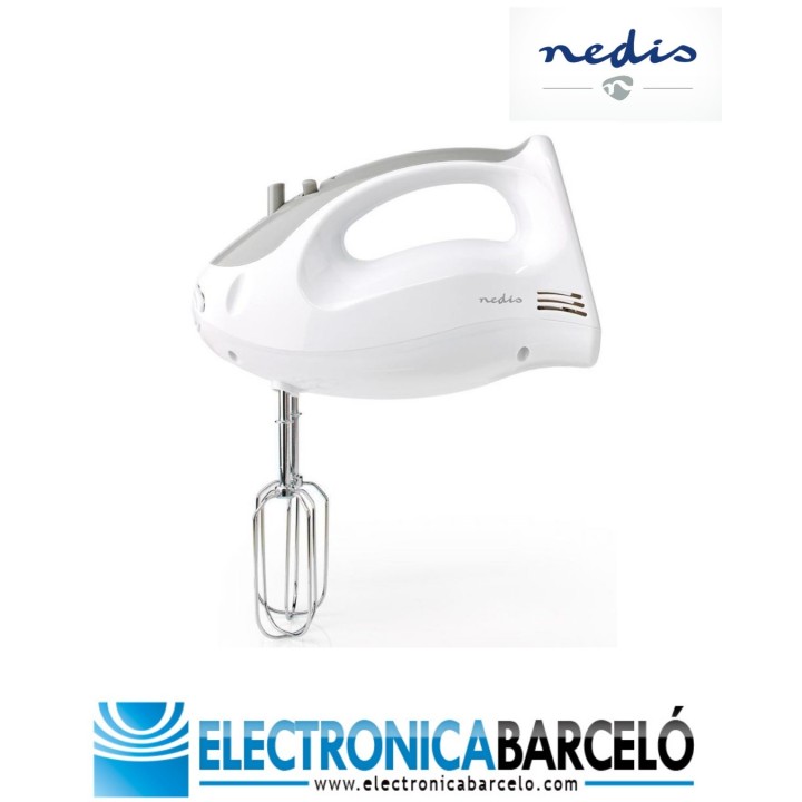 NEDIS BATIDORA MEZCLADORA | 200 W | 5 AJUSTES DE VELOCIDAD | FUNCION TURBO | BLANCO / GRIS