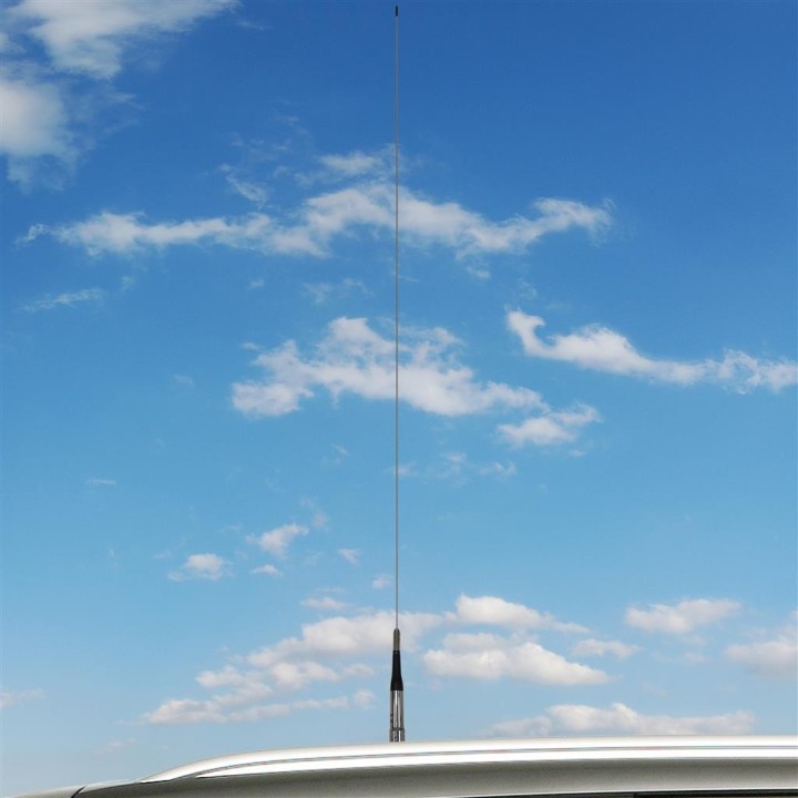 HY-LINE - Antena móvil para CB bobina cromada abatible, 5/8