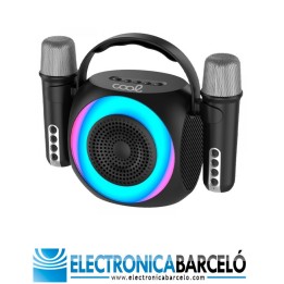 COOL ALTAVOZ BLUETOOTH UNIVERSAL MUSICA 6W MINI KARAOKE PARTY + 2 MICROFONOS NEGRO