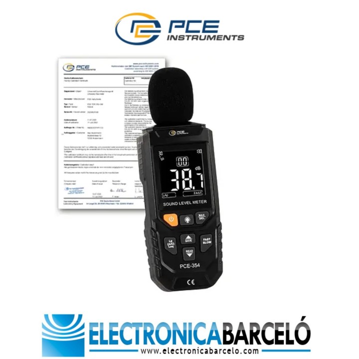 Medición acústica / Sonómetro integrador PCE-354-ICA incl. certificado calibración