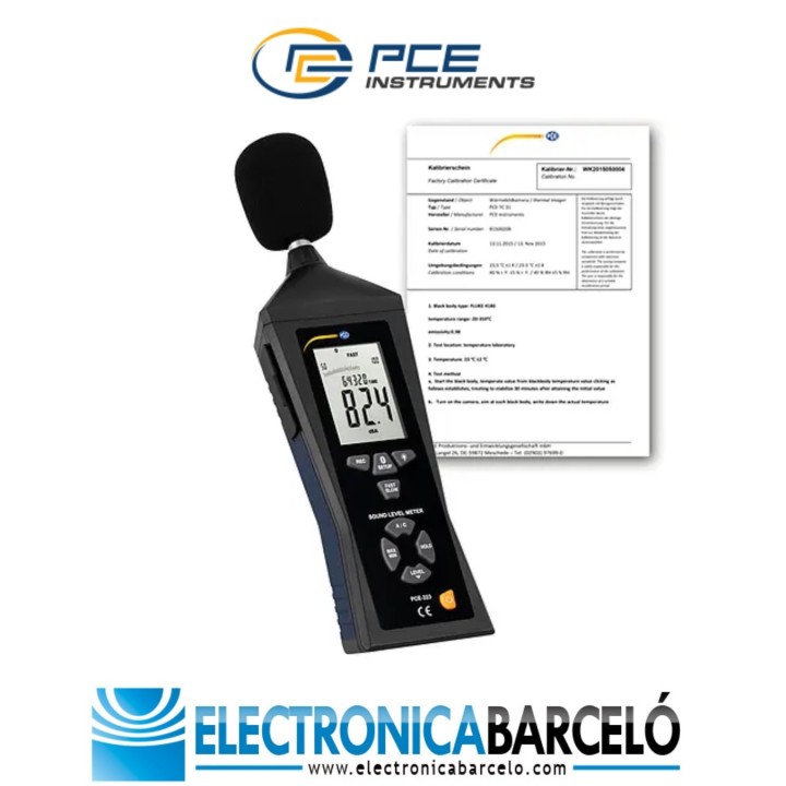 Medición acústica / Sonómetro Bluetooth PCE-323-ICA incl. certificado de calibración ISO