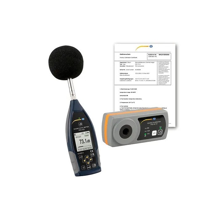 Medición acústica / Sonómetro PCE-428-Kit-N con calibrador acústico incl. certificado ISO