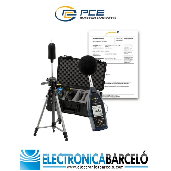 Medición acústica / Sonómetro PCE-432-EKIT-ICA incl. certificado de calibración ISO