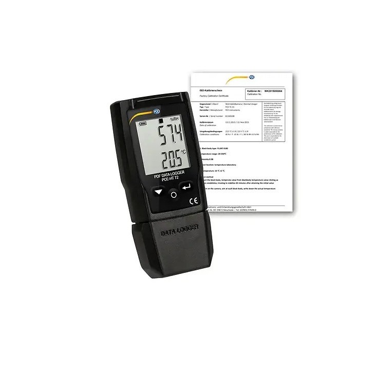 Medición ambiental / Registrador de datos de temperatura PCE-HT 72-ICA certificado de calibración incluido