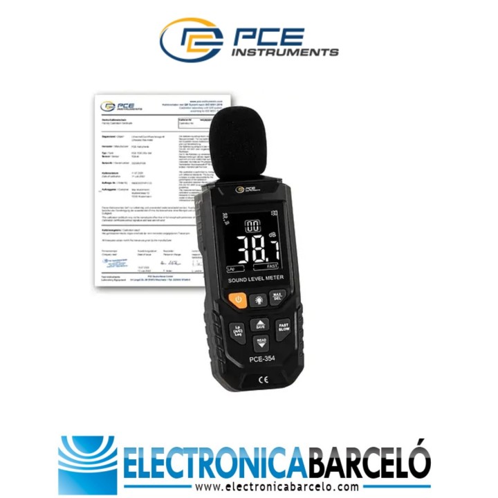 Medición ambiental / Medidor de sonido integrador PCE-354-ICA incl. certificado calibración