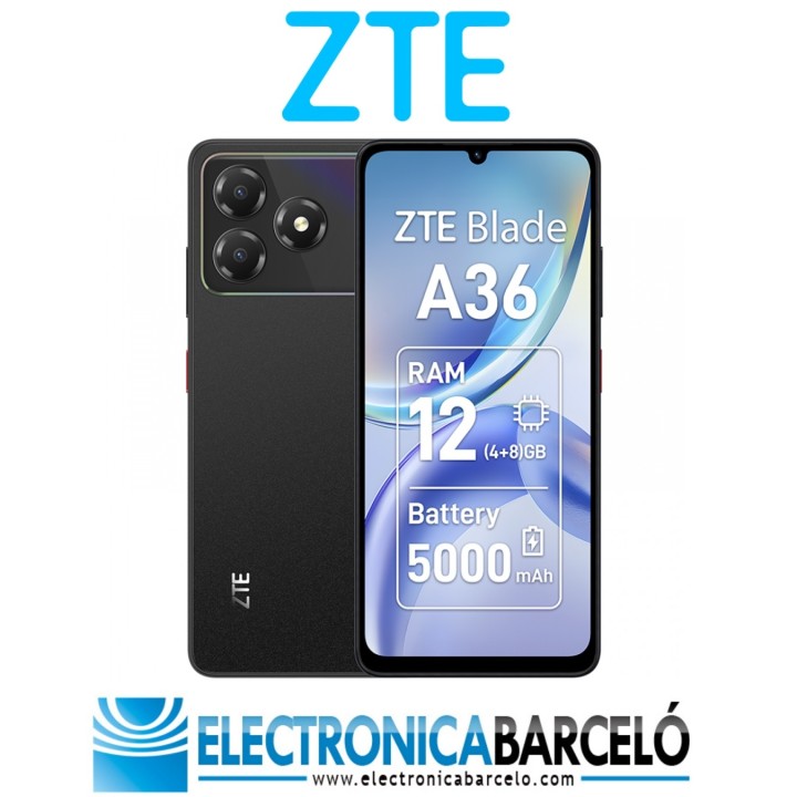 ZTE BLADE A36 6,75" HD+ 4+8GB/64GB 5MP/8MP NEBULA BLACKZTE BLADE A36 6,75" HD+ 4+8GB/64GB 5MP/8MP NEBULA BLACK