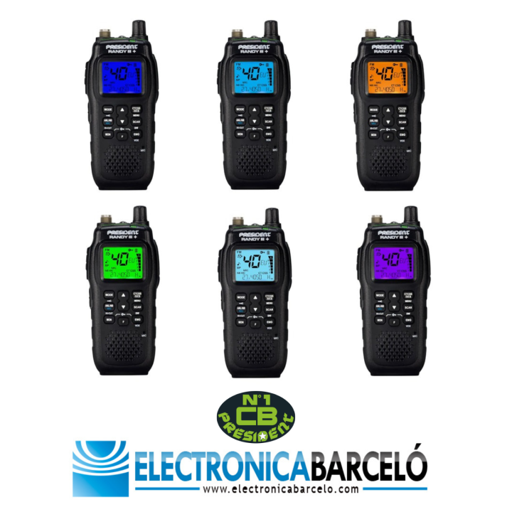 PRESIDENT RANDY III + WALKIE CB 27 MHZ AM/FM DISPLAY MULTI FUNCION + CANALES PRESIDENT + NRC 