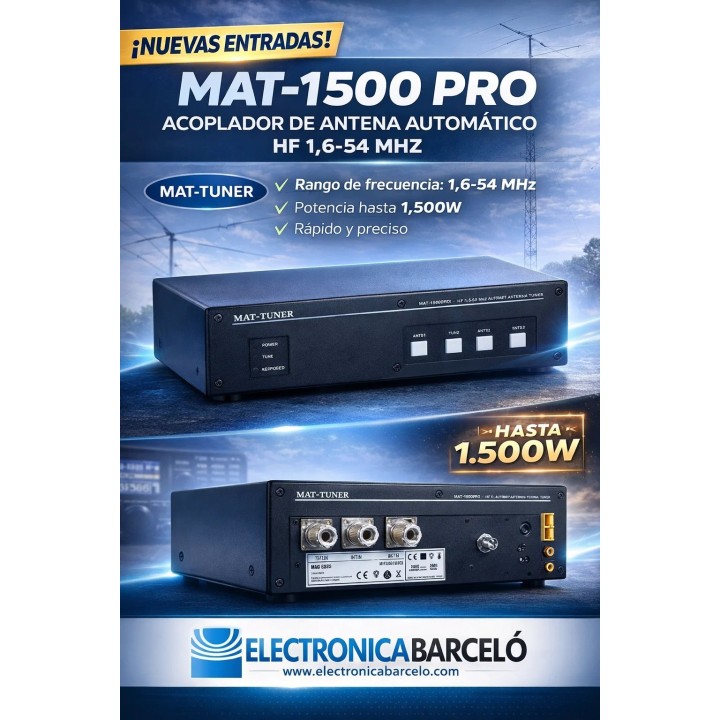 MAT-1500 PRO ACOPLADOR DE ANTENA AUTOMATICO HF 1,6-54 MHZ