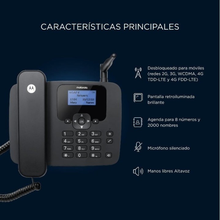 Motorola FW410 Teléfono sobremesa 4G-LTE, WiFi con SIM