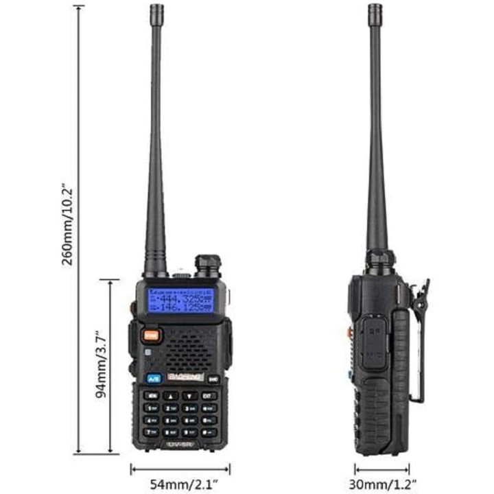Baofeng UV-5R Walkie talkie Transceptor portátil bibanda 144 / 430 MHz.