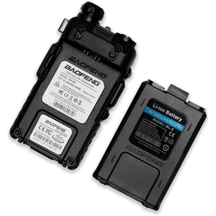 Baofeng UV-5R Walkie talkie Transceptor portátil bibanda 144 / 430 MHz.