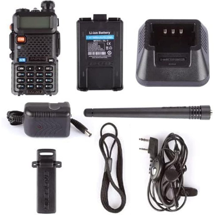 Baofeng UV-5R Walkie talkie Transceptor portátil bibanda 144 / 430 MHz.
