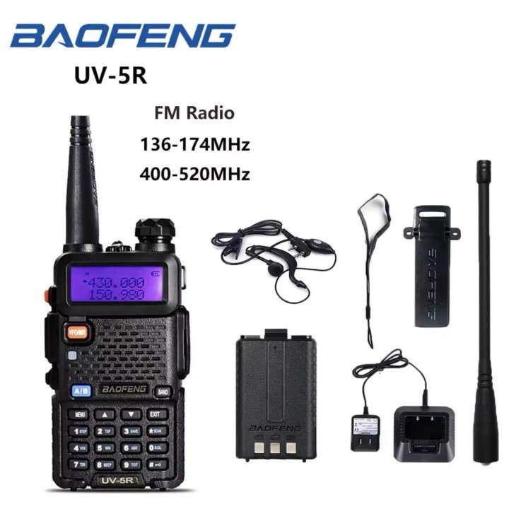 Baofeng UV-5R Walkie talkie Transceptor portátil bibanda 144 / 430 MHz.