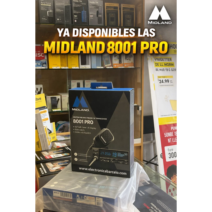 MIDLAND 8001 PRO - Transceptor SSB móvil para Banda Ciudadana en 27 MHz 
