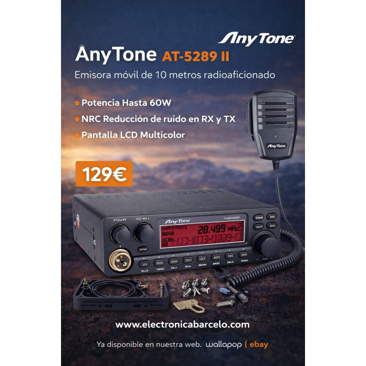 AnyTone AT-5289 II Emisora móvil de 10 metros radioaficionado