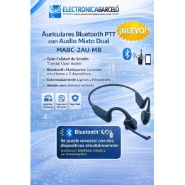 Auriculares Bluetooth PTT tipo diadema de nuca con conducción ósea y audio mixto dual
