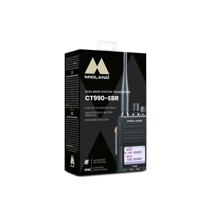 Walkie Midland CT990 EB Radio Dual Band Amateur 10W con batería mejorada