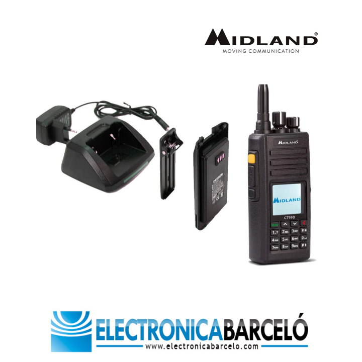 Walkie Midland CT990 EB Radio Dual Band Amateur 10W con batería mejorada