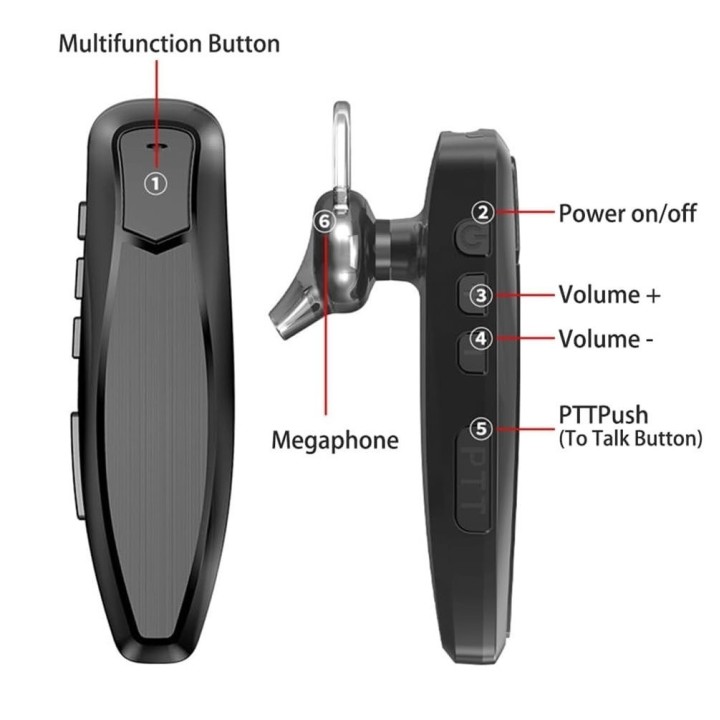 Auricular inalámbrico BT-K2 con adaptador para Walkies, conexión tipo «K»