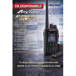 ANYTONE AT-D168-UV PRO Walkie analógico / digital DMR para radioaficionados 144 / 430 MHz. Con GPS incorporado.